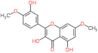 3,5-dihydroxy-2-(3-hydroxy-4-methoxyphenyl)-7-methoxy-4H-chromen-4-one