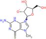 (2R,3R,4R,5R)-2-(2-amino-7-methyl-6-thioxo-6,7-dihydro-3H-purin-9-ium-9-yl)-4-hydroxy-5-(hydroxyme…