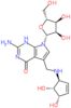 2-amino-5-({[(1S,4S,5R)-4,5-dihydroxycyclopent-2-en-1-yl]amino}methyl)-7-(beta-D-ribofuranosyl)-1,…