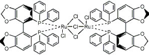 Dimethylammonium dichlorotri(µ-chloro)bis[(R)-(+)-5,5'-bis(diphenylphosphino)-4,4'-bi-1,3-benzodioxole]diruthenate(II) [NH2Me2][{RuCl((R)-segphos®)}2(µ-Cl)3]