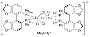 Dimethylammonium dichlorotri(µ-chloro)bis[(S)-(-)-5,5'-bis(diphenylphosphino)-4,4'-bi-1,3-benzodioxole]diruthenate(II) [NH2Me2][{RuCl((S)-segphos®)}2(µ-Cl)3]