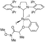 [1,3-Bis(2,6-di-i-propylphenyl)imidazolidin-2-ylidene][(2-((1-methoxy(methyl)amino)-1-oxopropan-2-yl)oxy]benzylidenediiodoruthenium(II) GreenCat-I2