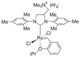 1,3-Bis(2,4,6-trimethylphenyl)-4-[(trimethylammonio)methyl]imidazolidin-2-ylidene]-(2-i-propoxybenzylidene)dichlororuthenium(II) hexafluorophosphate StickyCat PF6