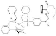 Chloro[2-methyl{1S,2S-diphenyl-2-[(4-amidophenylsulfonyl)amido]ethyl}amino}phenyl]-2,3,4,5-tetramethylcyclopentadienyl]rhodium(III) Heterogenized Rh(III)-catalyst on a polyethylene sinter plate