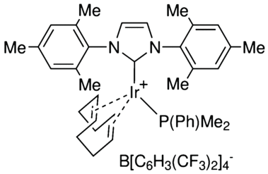 Dimethylphenylphosphine(1,5-cyclooctadiene)[1,3-bis(2,4,6-trimethylphenyl)imidazol-2-ylidene] iridium(I) tetrakis(3,5-bis(trifluoromethyl)phenylborate, min. 98%