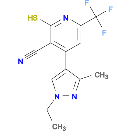 4-(1-Ethyl-3-methyl-1H-pyrazol-4-yl)-2-mercapto-6-trifluoromethyl-nicotinonitrile