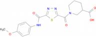 1-[(5-{[(4-methoxyphenyl)amino]carbonyl}-1,3,4-thiadiazol-2-yl)carbonyl]piperidine-3-carboxylic acid