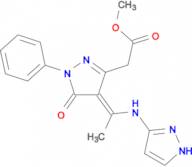 methyl {(4E)-5-oxo-1-phenyl-4-[1-(1H-pyrazol-3-ylamino)ethylidene]-4,5-dihydro-1H-pyrazol-3-yl}acetate