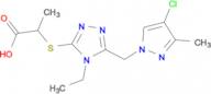 2-({5-[(4-chloro-3-methyl-1H-pyrazol-1-yl)methyl]-4-ethyl-4H-1,2,4-triazol-3-yl}thio)propanoic acid