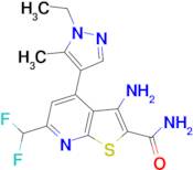 3-Amino-6-difluoromethyl-4-(1-ethyl-5-methyl-1 H -pyrazol-4-yl)-thieno[2,3- b ]pyridine-2-carboxylic acid amide