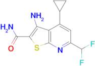 3-Amino-4-cyclopropyl-6-difluoromethyl-thieno[2,3- b ]pyridine-2-carboxylic acid amide