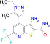 3-Amino-4-(1-ethyl-5-methyl-1 H -pyrazol-4-yl)-6-trifluoromethyl-thieno[2,3- b ]pyridine-2-carboxylic acid amide