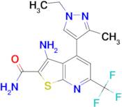 3-Amino-4-(1-ethyl-3-methyl-1 H -pyrazol-4-yl)-6-trifluoromethyl-thieno[2,3- b ]pyridine-2-carboxylic acid amide