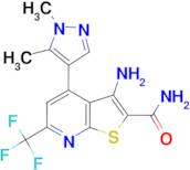 3-Amino-4-(1,5-dimethyl-1 H -pyrazol-4-yl)-6-trifluoromethyl-thieno[2,3- b ]pyridine-2-carboxylic acid amide