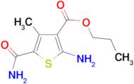 2-Amino-5-carbamoyl-4-methyl-thiophene-3-carboxylic acid propyl ester