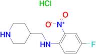 4-Fluoro-2-nitro-N-(piperidin-4-ylmethyl)aniline hydrochloride