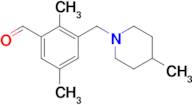 2,5-dimethyl-3-[(4-methyl-1-piperidinyl)methyl]benzaldehyde