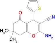 2-amino-7,7-dimethyl-5-oxo-4-(2-thienyl)-4,6,7,8-tetrahydro2H-chromene-3-carbonitrile, 95%