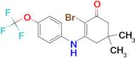 2-bromo-5,5-dimethyl-3-((4-(trifluoromethoxy)phenyl)amino)cyclohex-2-en-1-one, 95%