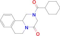 2-cyclohexanecarbonyl-1H,2H,3H,4H,6H,7H,11bH-piperazino[2,1-a]isoquinolin-4-one