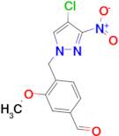 4-[(4-chloro-3-nitro-1H-pyrazol-1-yl)methyl]-3-methoxybenzaldehyde