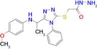 2-[(5-{1-[(4-methoxyphenyl)amino]ethyl}-4-phenyl-4H-1,2,4-triazol-3-yl)thio]acetohydrazide