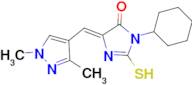 (5E)-3-cyclohexyl-5-[(1,3-dimethyl-1H-pyrazol-4-yl)methylene]-2-mercapto-3,5-dihydro-4H-imidazol-4-one