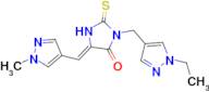 (5Z)-3-[(1-ethyl-1H-pyrazol-4-yl)methyl]-2-mercapto-5-[(1-methyl-1H-pyrazol-4-yl)methylene]-3,5-dihydro-4H-imidazol-4-one