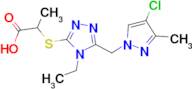 2-({5-[(4-chloro-3-methyl-1H-pyrazol-1-yl)methyl]-4-ethyl-4H-1,2,4-triazol-3-yl}thio)propanoic acid