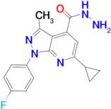 6-cyclopropyl-1-(4-fluorophenyl)-3-methyl-1H-pyrazolo[3,4-b]pyridine-4-carbohydrazide