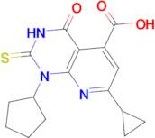 1-cyclopentyl-7-cyclopropyl-2-mercapto-4-oxo-1,4-dihydropyrido[2,3-d]pyrimidine-5-carboxylic acid