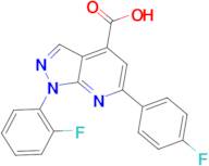 1-(2-fluorophenyl)-6-(4-fluorophenyl)-1H-pyrazolo[3,4-b]pyridine-4-carboxylic acid