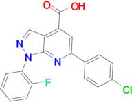 6-(4-chlorophenyl)-1-(2-fluorophenyl)-1H-pyrazolo[3,4-b]pyridine-4-carboxylic acid