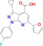 3-cyclopropyl-1-(4-fluorophenyl)-6-(2-furyl)-1H-pyrazolo[3,4-b]pyridine-4-carboxylic acid