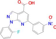 1-(2-fluorophenyl)-6-(3-nitrophenyl)-1H-pyrazolo[3,4-b]pyridine-4-carboxylic acid