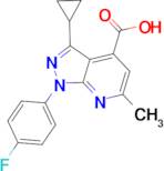 3-cyclopropyl-1-(4-fluorophenyl)-6-methyl-1H-pyrazolo[3,4-b]pyridine-4-carboxylic acid