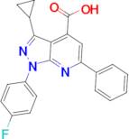 3-cyclopropyl-1-(4-fluorophenyl)-6-phenyl-1H-pyrazolo[3,4-b]pyridine-4-carboxylic acid