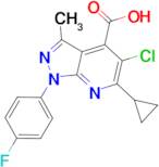 5-chloro-6-cyclopropyl-1-(4-fluorophenyl)-3-methyl-1H-pyrazolo[3,4-b]pyridine-4-carboxylic acid