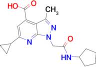 1-[2-(cyclopentylamino)-2-oxoethyl]-6-cyclopropyl-3-methyl-1H-pyrazolo[3,4-b]pyridine-4-carboxylic acid