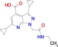 3,6-dicyclopropyl-1-[2-(ethylamino)-2-oxoethyl]-1H-pyrazolo[3,4-b]pyridine-4-carboxylic acid