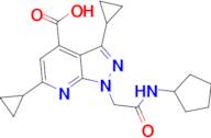 1-[2-(cyclopentylamino)-2-oxoethyl]-3,6-dicyclopropyl-1H-pyrazolo[3,4-b]pyridine-4-carboxylic acid