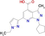 1-cyclopentyl-6-(1-ethyl-1H-pyrazol-3-yl)-3-methyl-1H-pyrazolo[3,4-b]pyridine-4-carboxylic acid