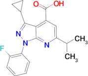 3-cyclopropyl-1-(2-fluorophenyl)-6-isopropyl-1H-pyrazolo[3,4-b]pyridine-4-carboxylic acid