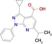 3-cyclopropyl-6-isopropyl-1-phenyl-1H-pyrazolo[3,4-b]pyridine-4-carboxylic acid