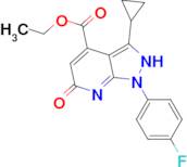 ethyl 3-cyclopropyl-1-(4-fluorophenyl)-6-oxo-6,7-dihydro-1H-pyrazolo[3,4-b]pyridine-4-carboxylate