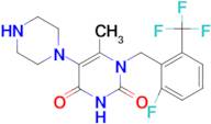 1-(2-FLUORO-6-TRIFLUOROMETHYLBENZYL)-6-METHYL-5-PIPERAZIN-1-YL-1H-PYRIMIDINE-2,4-DIONE