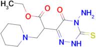 2-(4-AMINO-3-MERCAPTO-5-OXO-4,5-DIHYDRO-[1,2,4]TRIAZIN-6-YL)-3-PIPERIDIN-1-YL-PROPIONIC ACID ETHYL ESTER