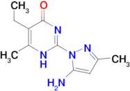 2-(5-amino-3-methyl-1H-pyrazol-1-yl)-5-ethyl-6-methylpyrimidin-4(3H)-one