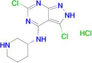 (3R)-N-{3,6-dichloro-1H-pyrazolo[3,4-d]pyrimidin-4-yl}piperidin-3-amine hydrochloride