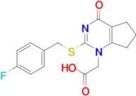 2-(2-((4-Fluorobenzyl)thio)-4-oxo-4,5,6,7-tetrahydro-1H-cyclopenta[d]pyrimidin-1-yl)acetic acid